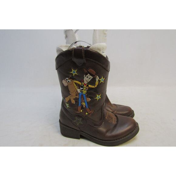 Disney Toy Story Woody Toddler Size 8 Brown Zip Cowboy Western Boots - Picture 3 of 11